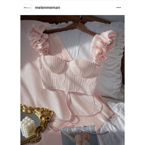 Áo corset hồng phớt Melenmeman