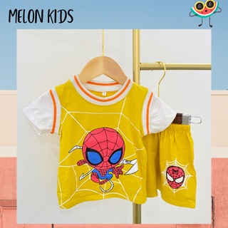 Bộ quần áo cộc tay cho bé trai vải cotton có viền tay melon kids ml005