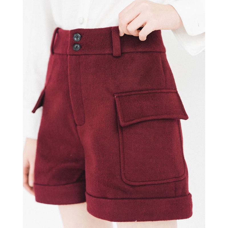 Quần short nữ SSSTUTTER vải dạ dáng chữ A thiết kế túi hộp bên sườn trẻ trung cozy shorts