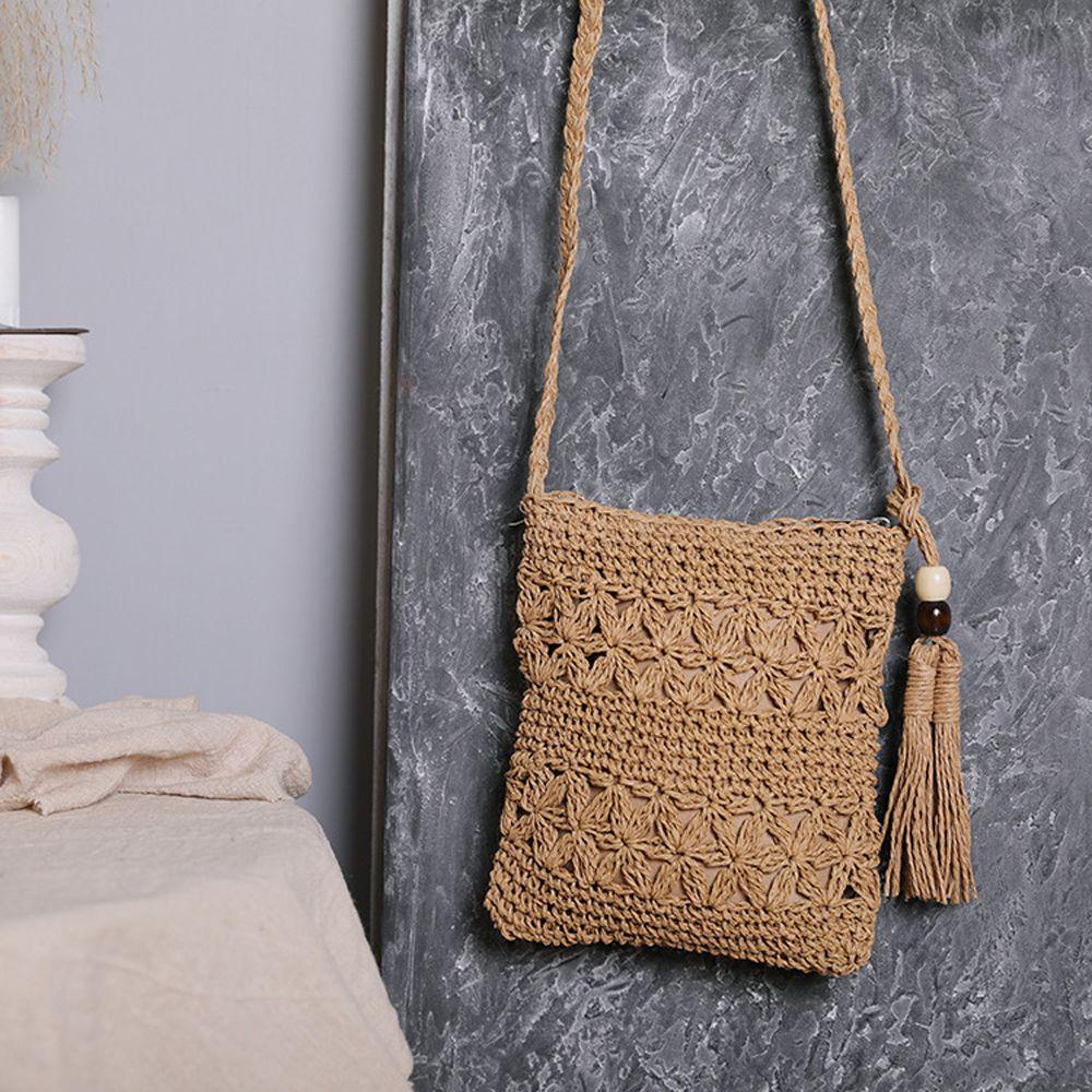 QQMALL Túi Cói Mini Đeo Vai Phong Cách Boho Thời Trang Cho Nữ