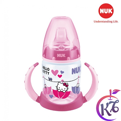 Bình tập uống nước NUK Mèo Kitty nhựa PP 150ml đầu mút có tay cầm cho bé tập uống - NU21404 (2 màu)