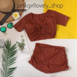 Bikini tay co  xoắn nhún( nhiều màu)