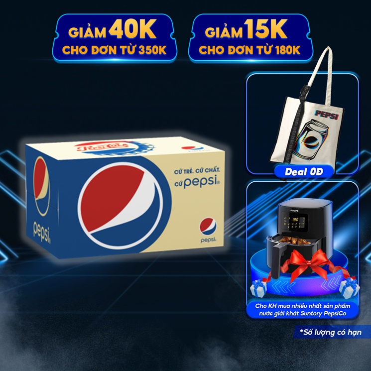 [Mã GRO1APR giảm 20K đơn 150K] Thùng 24 Chai Nước Giải Khát Pepsi (390ml/Chai)