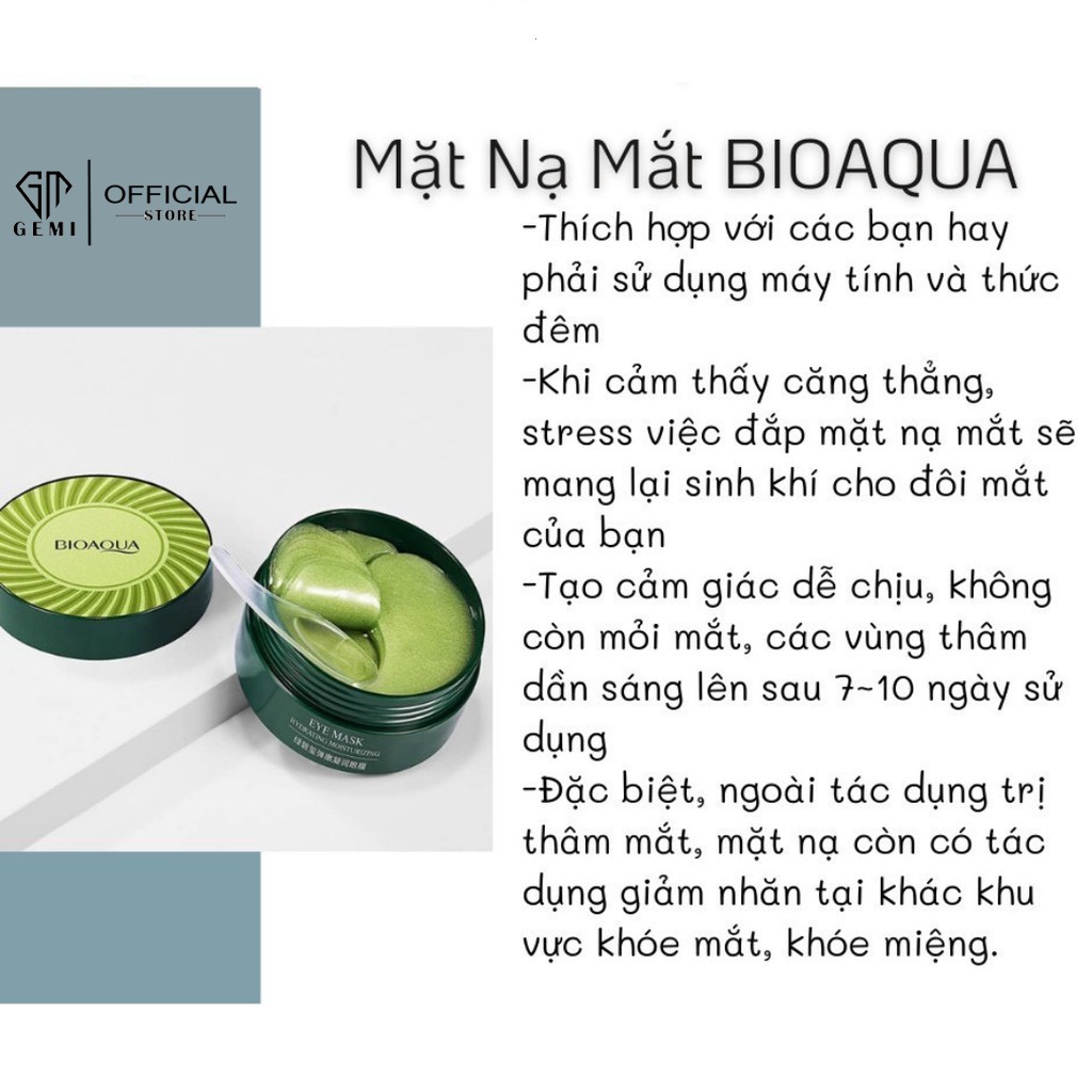 Hộp 60 Miếng Mặt Nạ Dưỡng Mắt, Giảm Quầng Thâm, Bọng Mắt, Nhăn Mắt BioAQUA | BigBuy360 - bigbuy360.vn