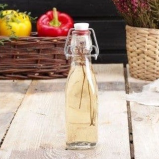 Chai Lọ Thủy Tinh Đựng Nước, Gia Vị Combo 4 Chai Nắp Khóa Cài Kín Tuyệt Đối Dung Tích 250 ml - Made in Italy