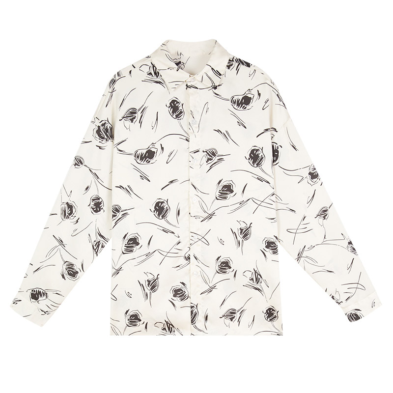 Áo Sơ Mi Voan In Họa Tiết Xinh Xắn Theo Phong Cách Hàn Cổ Điển