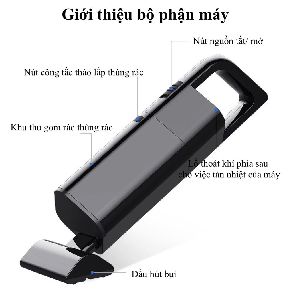 Máy hút bụi cầm tay AIKESI- máy hút bụi ô tô, hút lông thú cưng