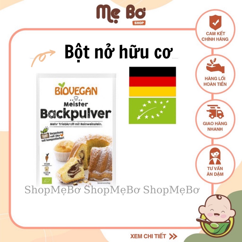 [BIOVEGAN] BỘT NỞ HỮU CƠ BIOVEGAN 17GR LÀM BÁNH PANCAKE, MUFFIN...