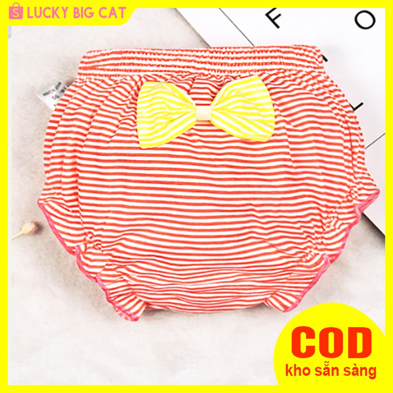 Lucky Big Cat  Bowknot polka dot sọc tam giác Underwear cô gái bé đồ lót bông trẻ em bánh mì quần dễ thương (Red Stripe)