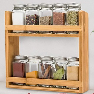 Kệ để gia vị đa năng 2 tầng bằng gỗ thông - kệ gia vị nhà bếp gỗ thông nhập khẩu
