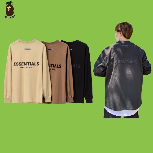 Áo Essentials 3D silicon logo, Longsleeve Fear of god logo in nổi, chất Cotton, 3 màu SS2021