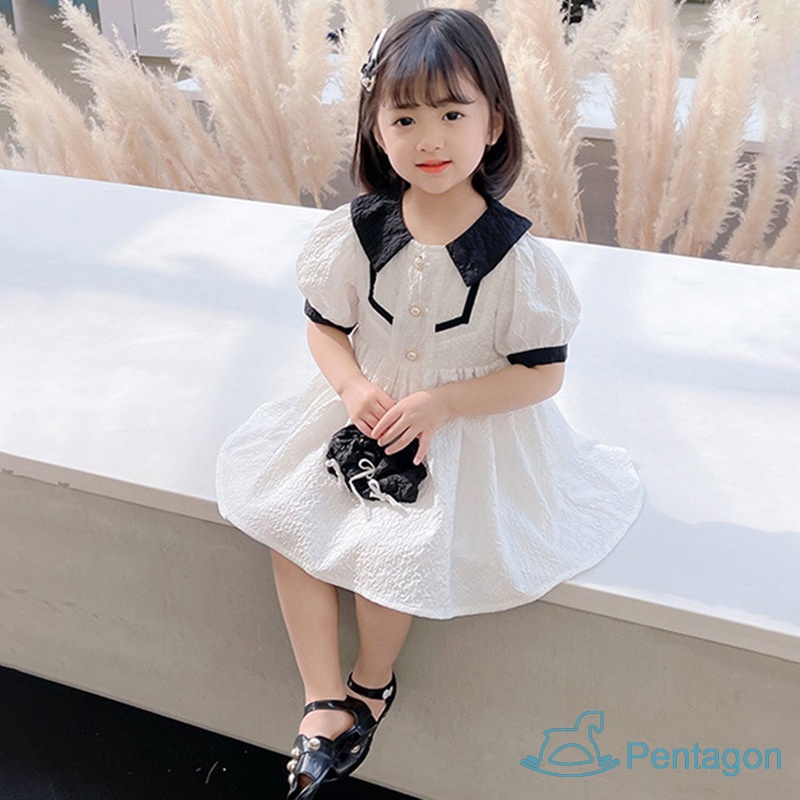 Đầm Công Chúa Cổ Búp Bê Màu Sắc Ngọt Ngào Phong Cách Hàn Quốc Thời Trang Mùa Hè Cho Bé Gái