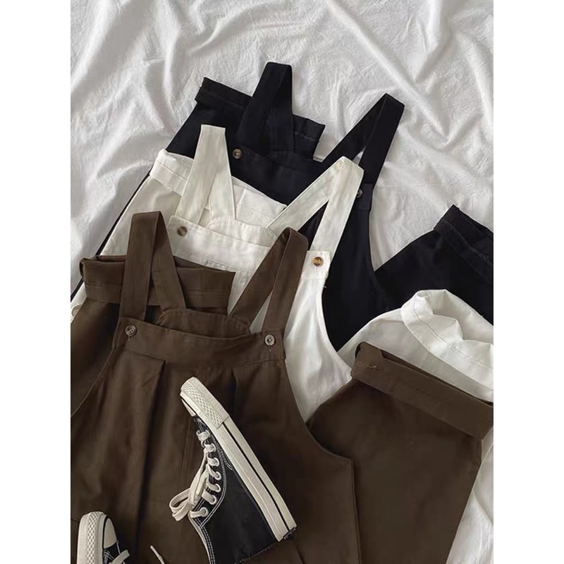 [ẢNH THẬT] quần yếm kaki nữ dáng dài ống suông lạ mắt vintage xinh xắn | BigBuy360 - bigbuy360.vn