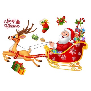 Tranh dán kính 2 mặt trang trí Giáng sinh Noel 60x 90cm