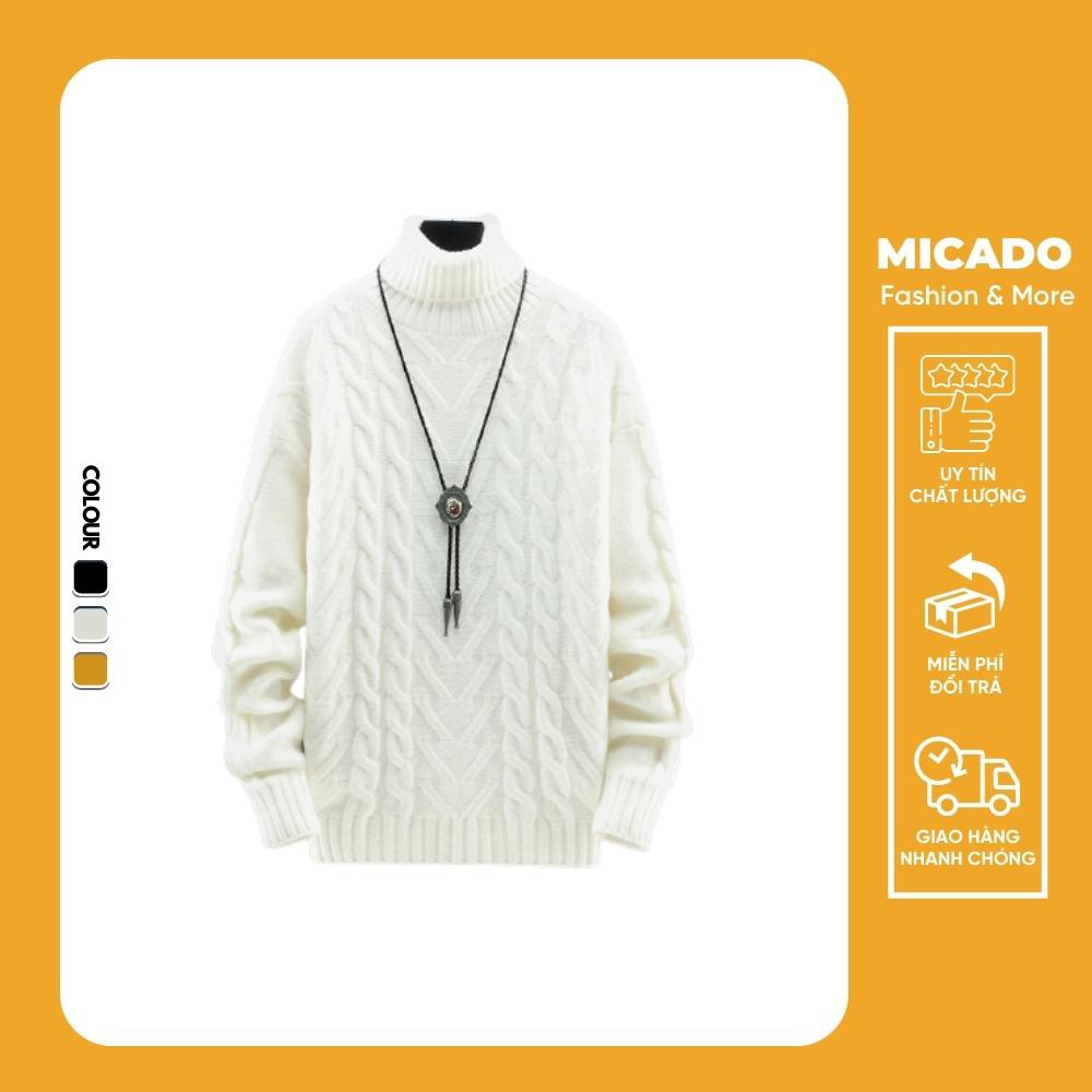Áo len nam dài tay cổ lọ vặn thừng trẻ trung dày đẹp AL06 Micado