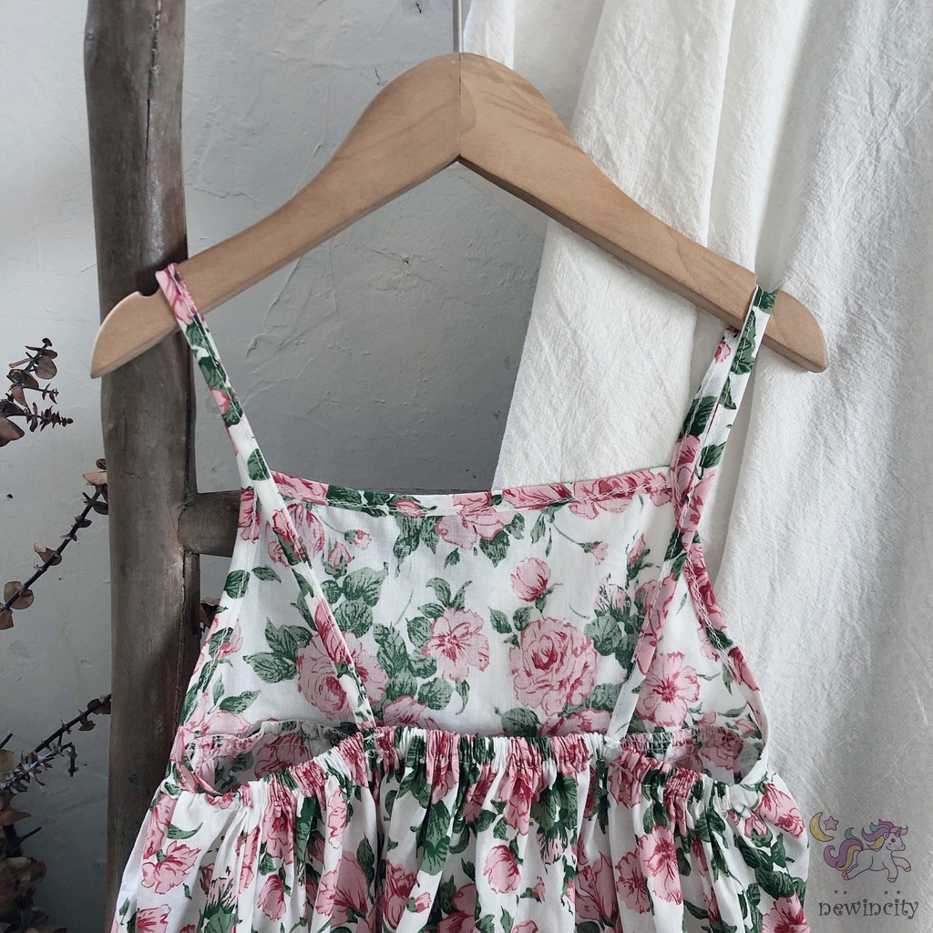 Đầm Hai Dây In Hoa Thời Trang Mùa Hè Cho Bé Gái