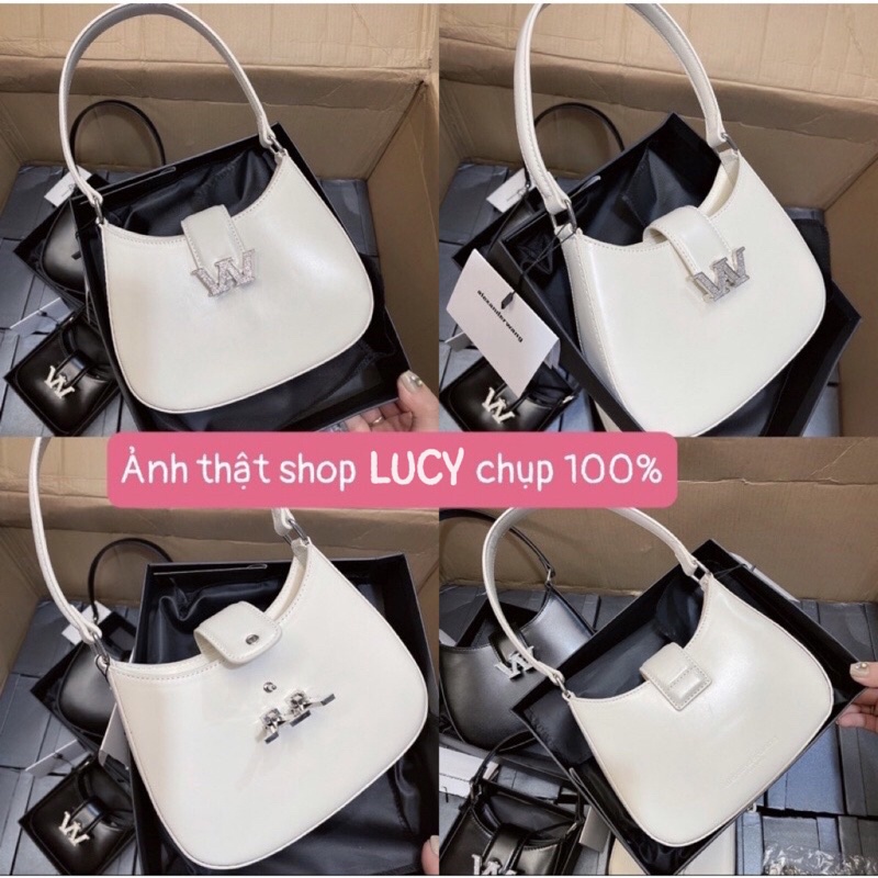 Túi Wang W dáng bầu kẹp nách da trơn mịn size mini và size 21 hàng xuất