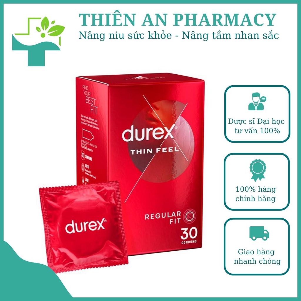 Bao cao su Durex Regular fit siêu mỏng nội địa Úc hộp 30 chiếc