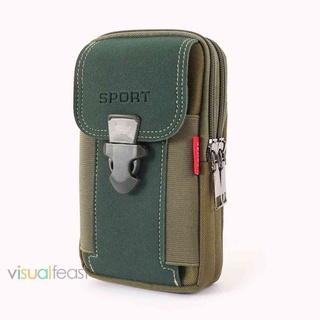 ♥Túi Đeo Hông Đựng Điện Thoại Bằng Vải Canvas Có Khóa Kéo Phong Cách Thể Thao Thời Trang Cho Nam