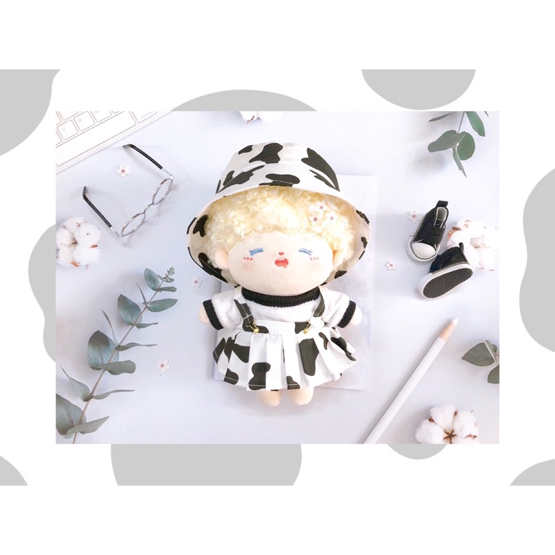 [Mã LIFE1404ALL50K giảm 10% đơn 200K] SET OUTFIT BÒ SỮA CHO DOLL 20CM VÀ 15CM