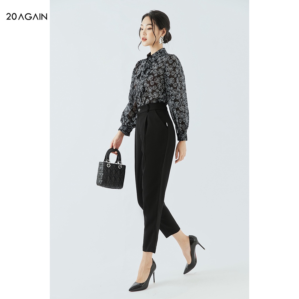[Mã WABR20AG15 giảm 10% đơn 99K] Áo sơ mi nữ dài tay 20AGAIN, thiết kết công sở,vải chiffon cao cấp ASC0102