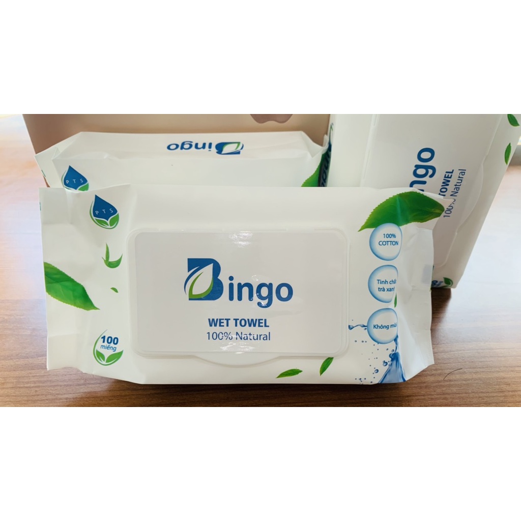 Khăn giấy ướt Bingo  tinh chất trà xanh không mùi, giấy ướt không mùi chính hãng Bingo official