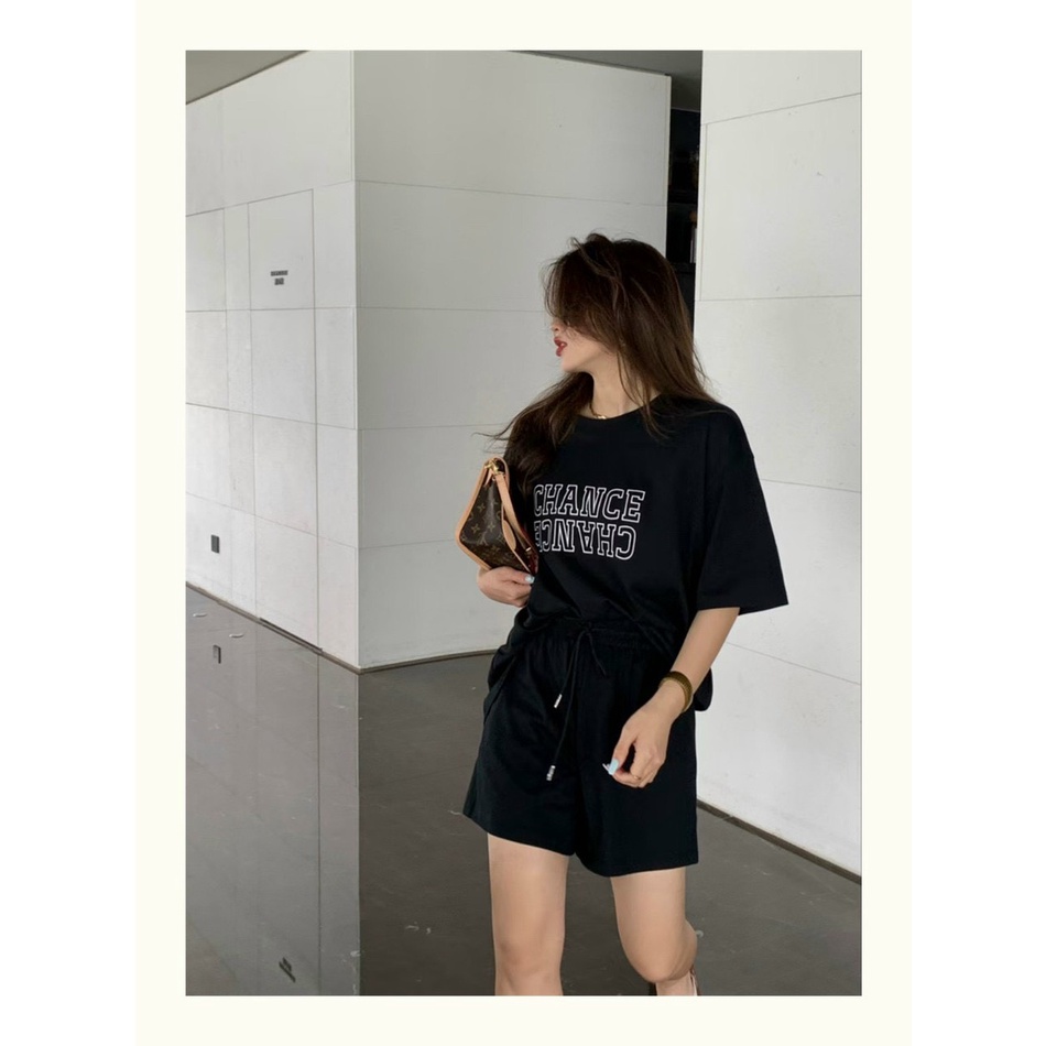 Bộ Đùi Nam Nữ Form Rộng Hàn Quốc Chance - Bộ Đùi Tay Lỡ  Dày Mịn Thoáng Mát Thiết Kế  Kiểu Dáng Năng Động