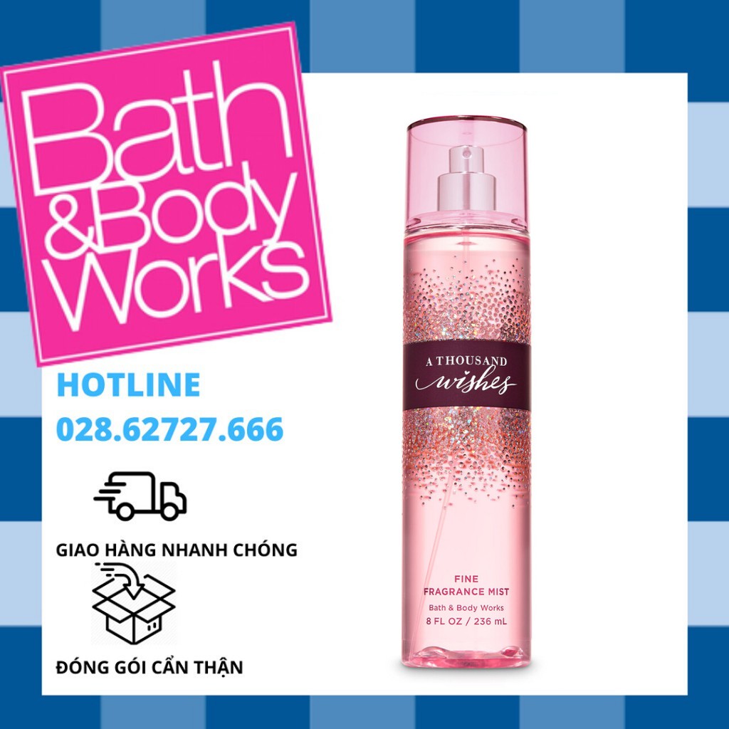 Xịt thơm toàn thân A Thousand Wishes Bath &amp; Body Works Body Mist (236ml)