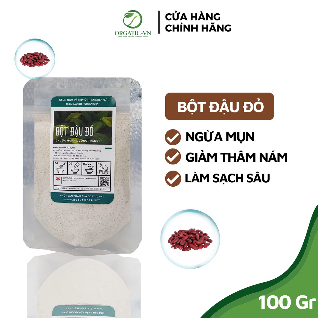 Bột đậu đỏ nguyên chất sạch mịn 100% Organic - Bột handmade - B1.003