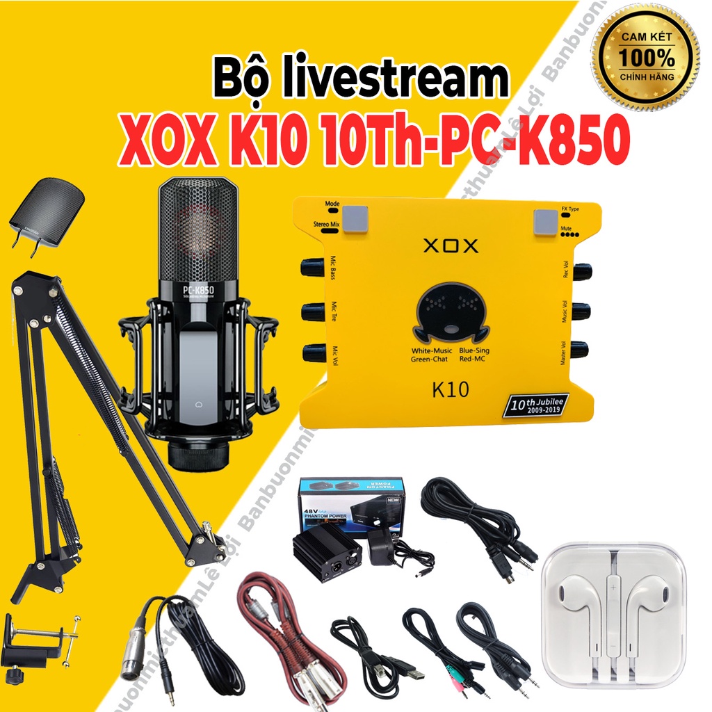 Mic Thu Âm Micro Livestream Trọn Bộ Soundcard XOX K10 2020 & Mic TAKSTAR PC K850 ⚡BH 1 NĂM⚡ Thu Âm Điện Thoại