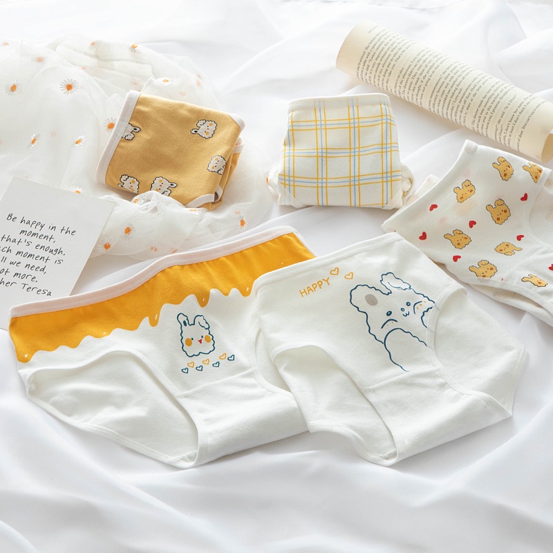 Set 4 quần lót nữ cotton thông hơi họa tiết dễ thương