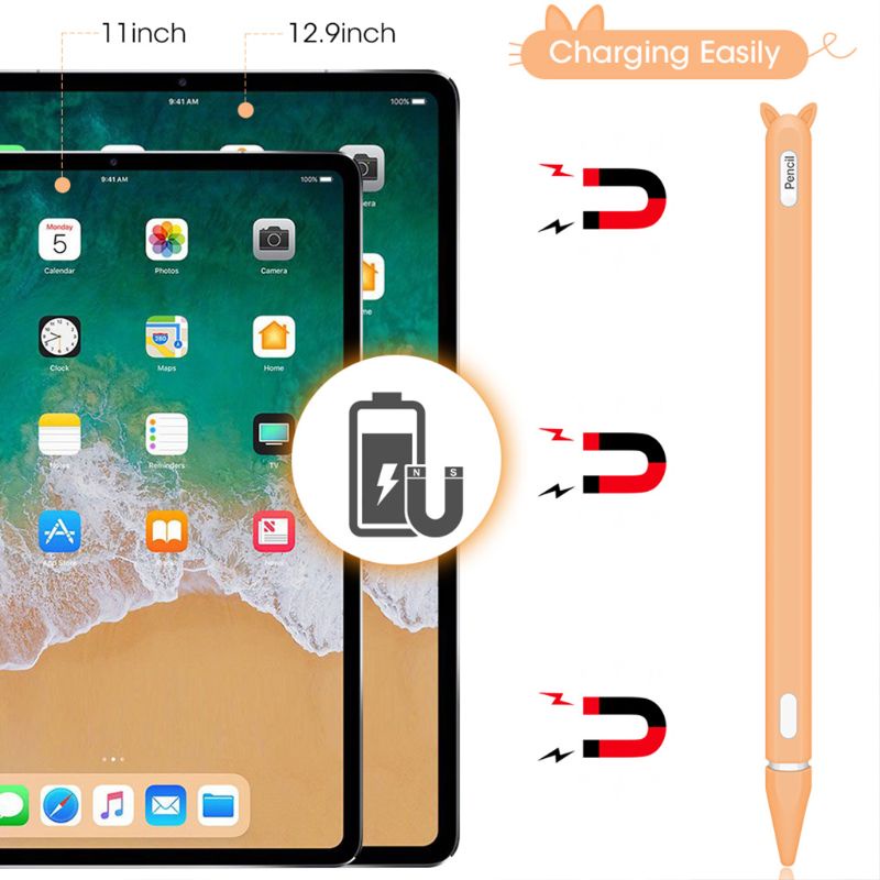 Vỏ Bảo Vệ Silicon Chống Lăn Hình Tai Mèo Dễ Thương Cho Bút Cảm Ứng Apple Pencil 2 Ipad Pro 2nd