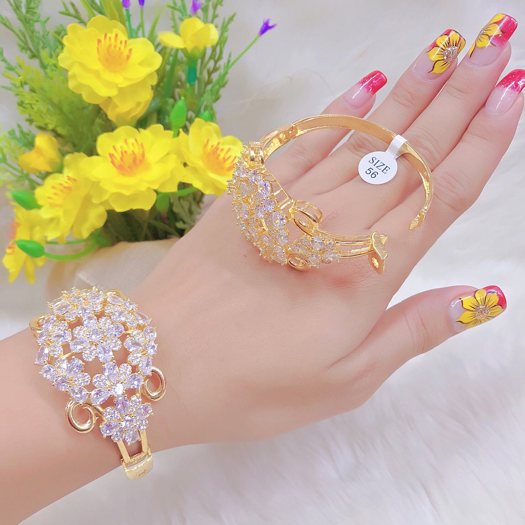 Vòng tay nữ UHA, lắc tay bền màu thiết kế cao cấp sáng lấp lánh