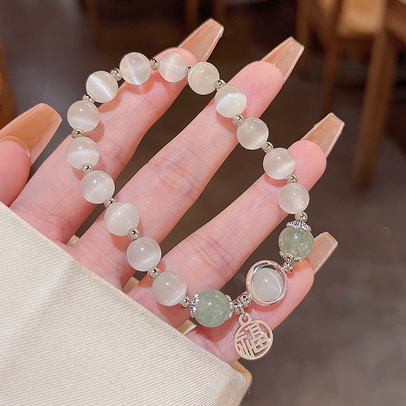 Ins Niche Vòng Tay Chuỗi Hạt Đá Opal Nhân Vật Nhỏ Nhắn Tươi Sáng Thiết Kế Sang Trọng Dành Cho Nữ