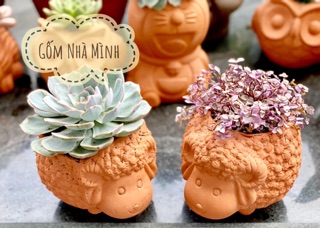 Chậu Cừu Bạch Dương đất nung