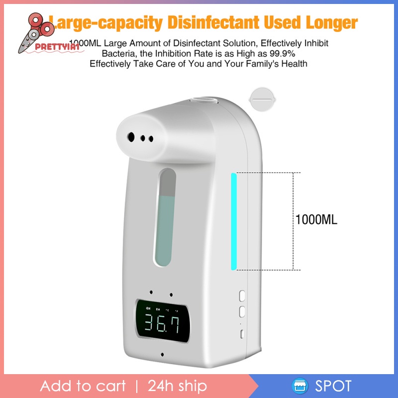 Nhiệt kế hồng ngoại gắn tường K10 Pro 2 trong 1 kiêm hộp đựng xà phòng không chạm