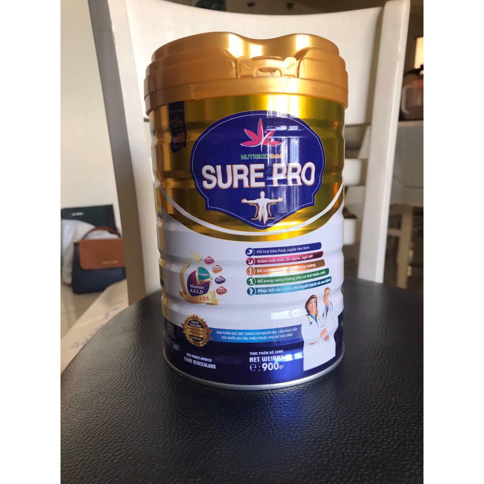 Sữa Nutrikidgold Sure Pro 900g Bổ sung dinh dưỡng, phục hồi sức khỏe cho người già yếu, nhanh khỏe sau bệnh, phẫu thuật