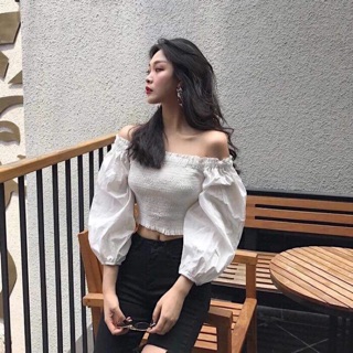 Áo trễ vai nhún tay phồng JUVY
