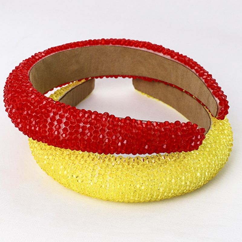 Băng Đô Cài Tóc Đính Hạt Acrylic Lấp Lánh Phong Cách Vintage Cho Nữ