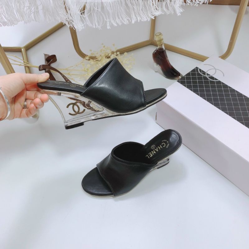 B(ẢNH THẬT) Guốc 8p Đế Xuồng Mica Da Mềm Êm Fullbox Bill Túi Hãng Cao Cấp