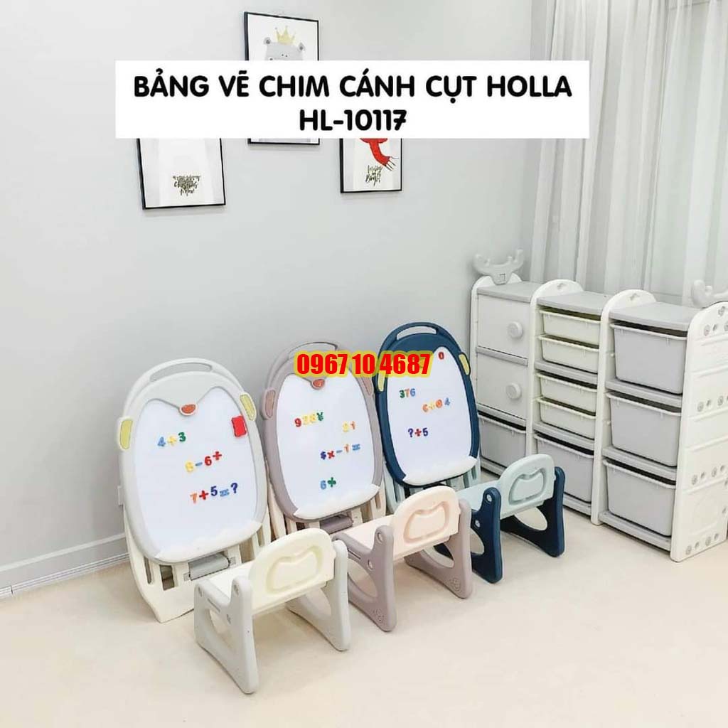 Bộ bảng vẽ, học tập kèm ghế Holla cho trẻ mẫu mới 2022, hình ong và chim cánh cụt