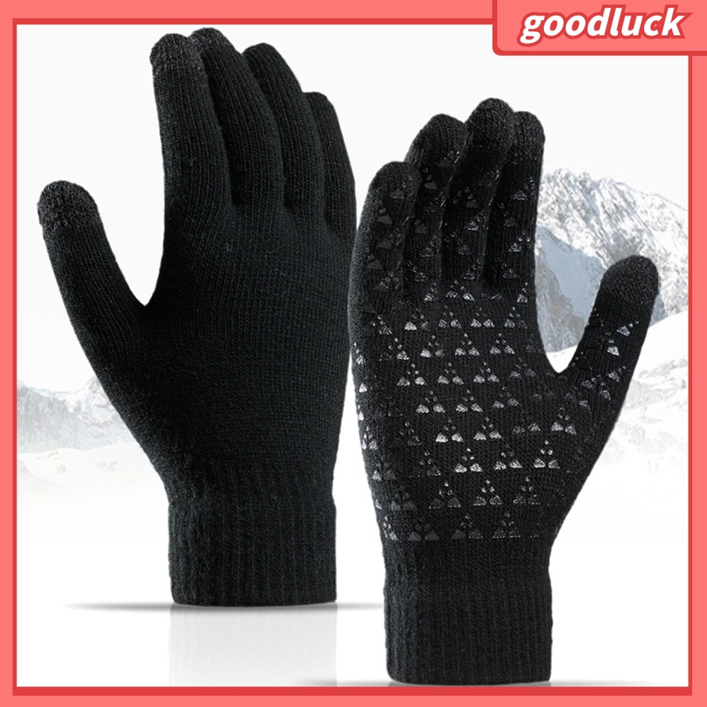 1 Đôi Găng Tay Mùa Đông Bằng Sợi Spandex Acrylic Siêu Ấm Chống Trượt Có Thể Chạm Màn Hình Cảm Ứng Dành Cho