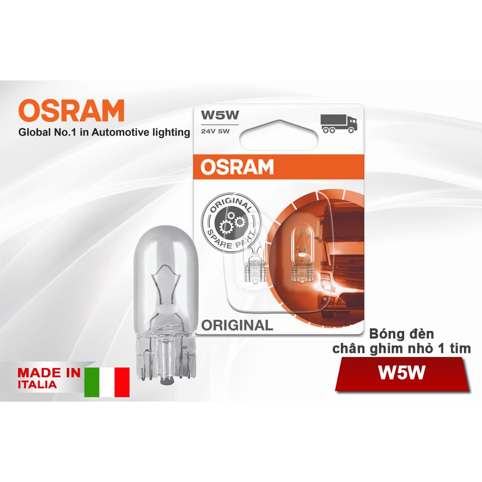 [Mã BMINC50 giảm 10% đơn 99k] Combo 2 Bóng Đèn Chân Ghim Nhỏ 1 Tim OSRAM Original W5W 24V 5W - Nhập Khẩu Chính Hãng