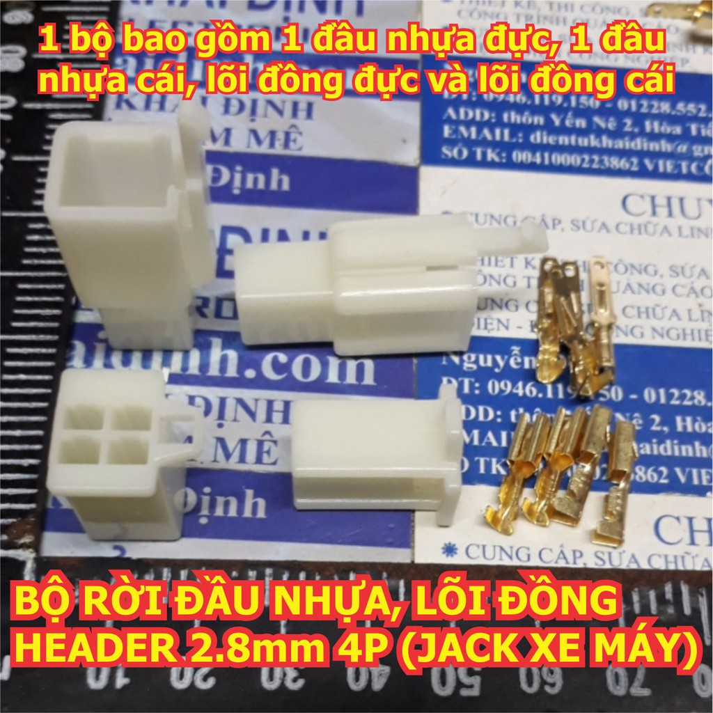 BỘ RỜI ĐẦU NHỰA và LÕI ĐỒNG cos xe máy, HEADER 2.8mm 2P/3P/4P/6P/9P (JACK, cos XE MÁY) kde1697