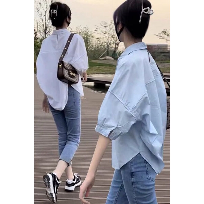 [Mã BTERT6 giảm đến 30k đơn 150k] Áo sơ mi SUXI tay ngắn dáng rộng phong cách Hàn Quốc thời trang mùa hè cho nữ | BigBuy360 - bigbuy360.vn