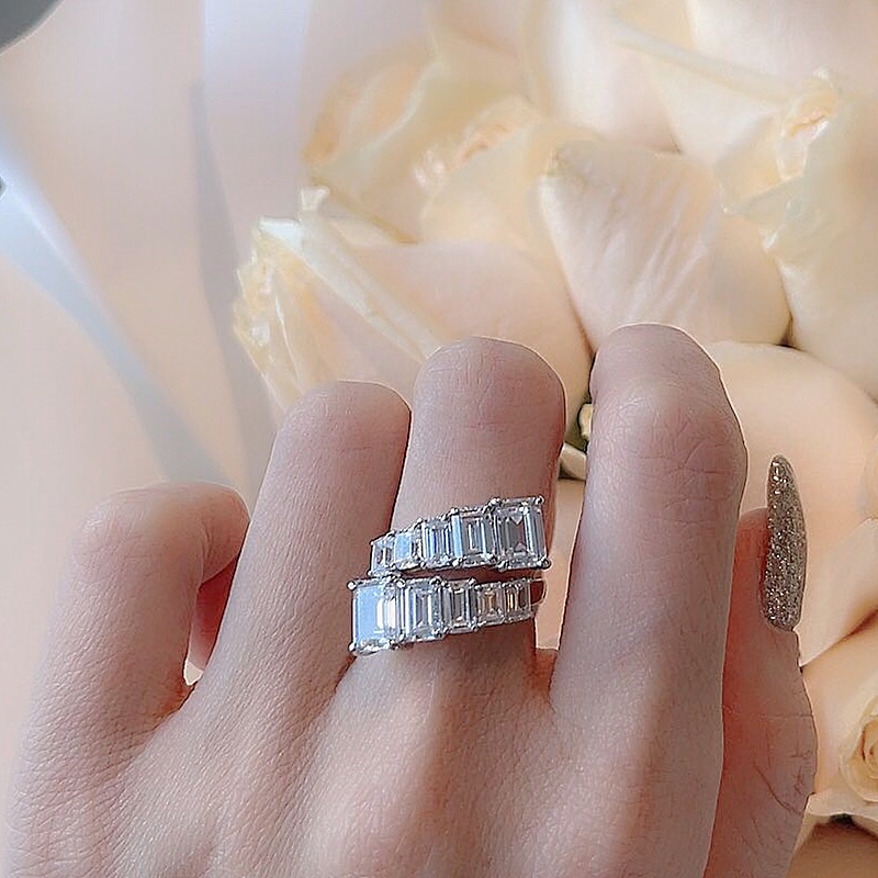Nhẫn ETRENDY đính đá zircon lấp lánh phong cách sang trọng cá tính thời trang cho nữ bán sỉ