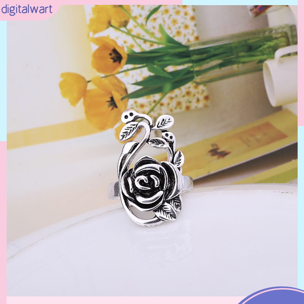 Nhẫn hợp kim mặt hình hoa hồng thời trang cho nữ