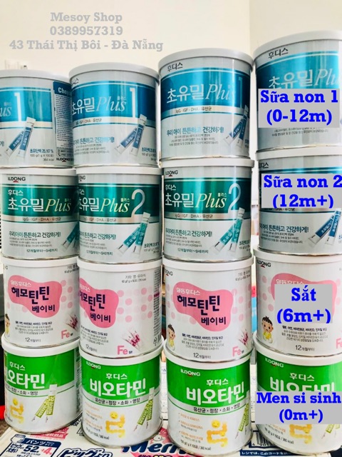 10 gói sữa non số 1 ,2 / Men/ Sắt Ildong Hàn Quốc