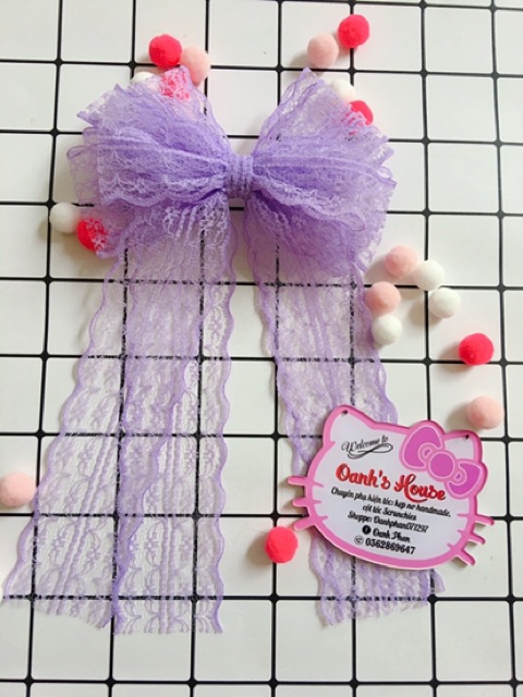 Kẹp nơ ren lớn đuôi dài