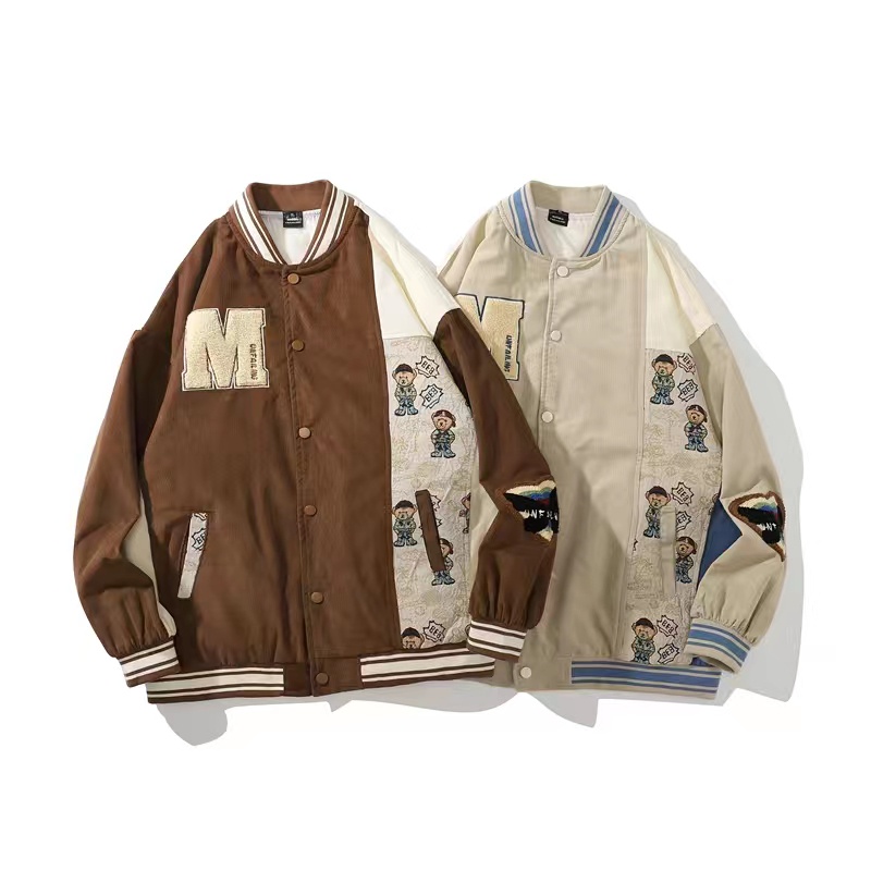 Áo Khoác Bóng Chày Tay Dài Dáng Rộng Cổ Điển Thời Trang unisex Phong Cách Hàn Quốc